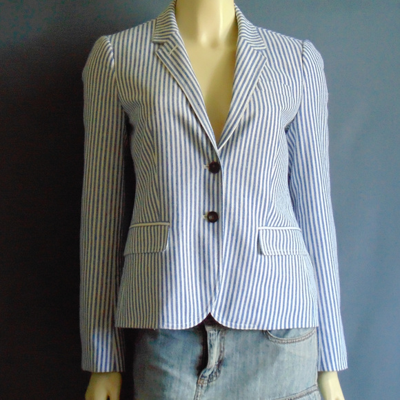 J. Crew Jackets & Blazers - J.Crew Blue Striped Summer Jacket 6